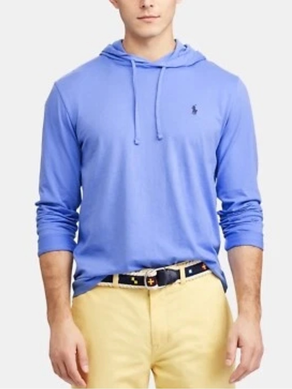 Ralph Lauren men’s jersey knit hoodie Light Blue Long-Sleeve Hooded Shirt Sz XL